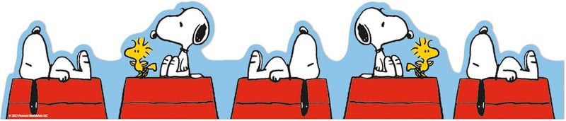 EUREKA Peanuts Snoopy Doghouse Extra Wide Decorative Classroom and Bulletin Board Trim for Teachers, 3.25" Wide, 12 Strips for 37 Total Feet - Image 1